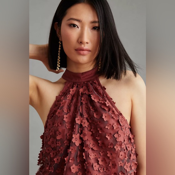 Anthropologie Eva Franco 3D Floral Halter Top - Picture 2 of 7